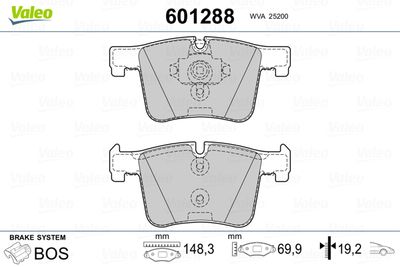 Brake Pad Set, disc brake VALEO 601288