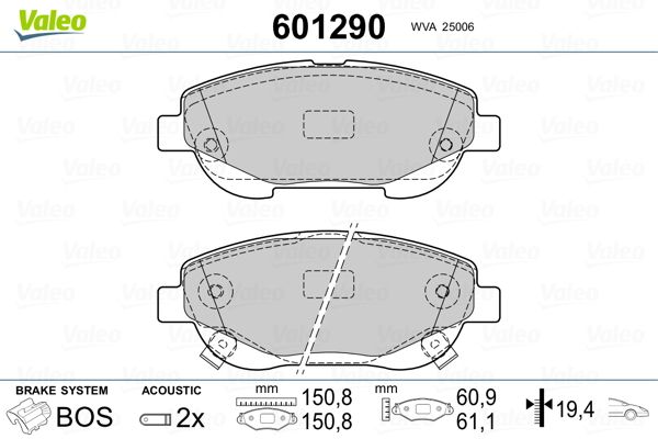 VALEO 601290 Brake Pad Set, disc brake