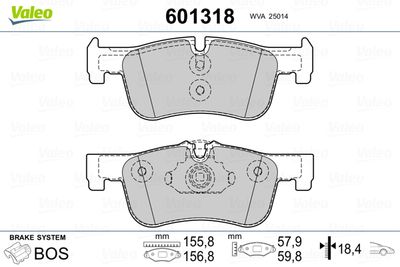 Brake Pad Set, disc brake VALEO 601318