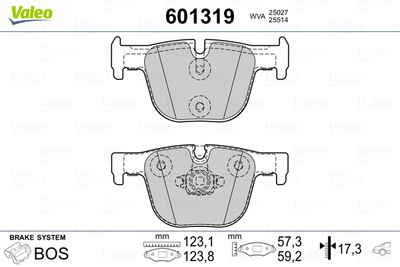 Brake Pad Set, disc brake VALEO 601319