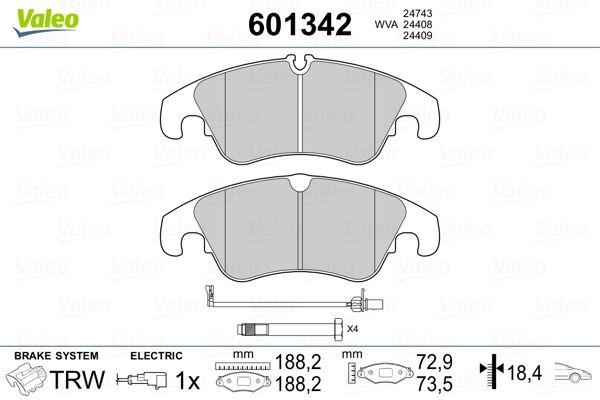 VALEO 601342 Brake Pad Set, disc brake