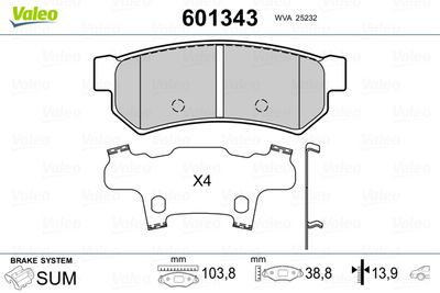 Brake Pad Set, disc brake VALEO 601343