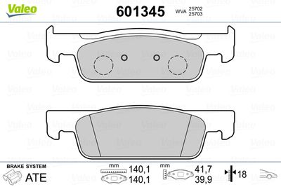 Brake Pad Set, disc brake VALEO 601345