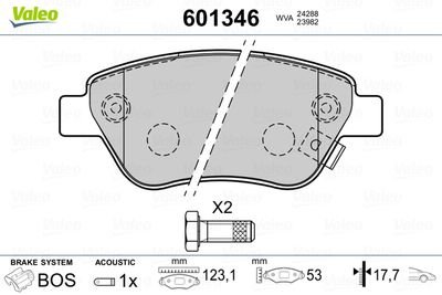 Brake Pad Set, disc brake VALEO 601346