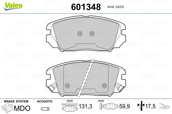 VALEO 601348 Brake Pad Set, disc brake