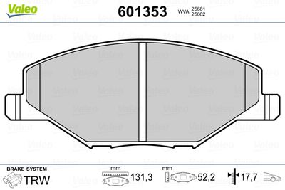 Brake Pad Set, disc brake VALEO 601353