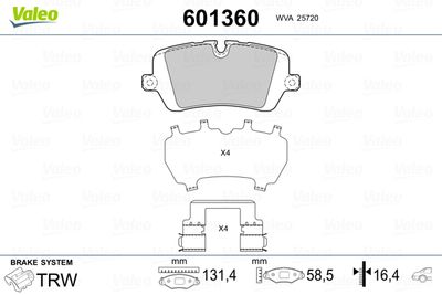 Brake Pad Set, disc brake VALEO 601360