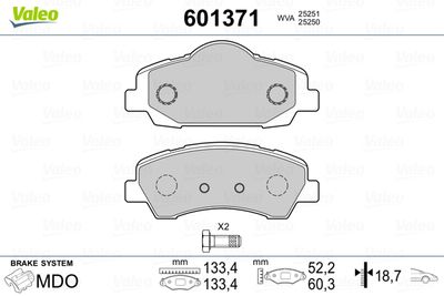 Brake Pad Set, disc brake VALEO 601371