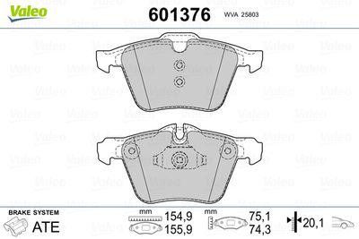 Brake Pad Set, disc brake VALEO 601376