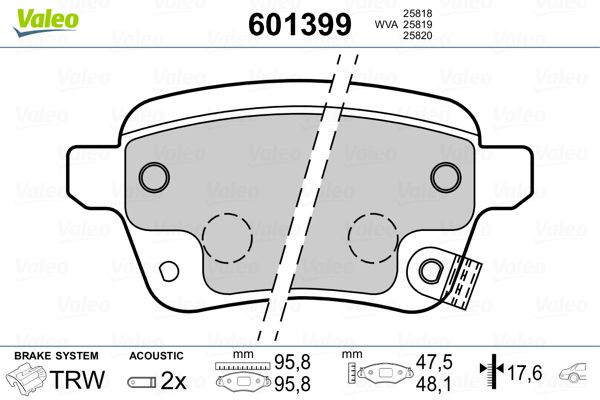 VALEO 601399 Brake Pad Set, disc brake