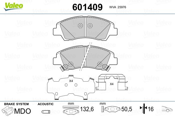 VALEO 601409 Brake Pad Set, disc brake