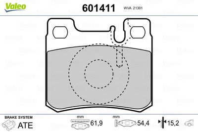 Brake Pad Set, disc brake VALEO 601411