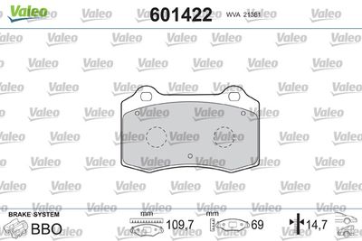 Brake Pad Set, disc brake VALEO 601422