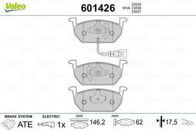 Brake Pad Set, disc brake VALEO 601426