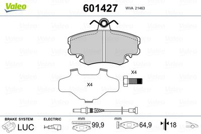 Brake Pad Set, disc brake VALEO 601427