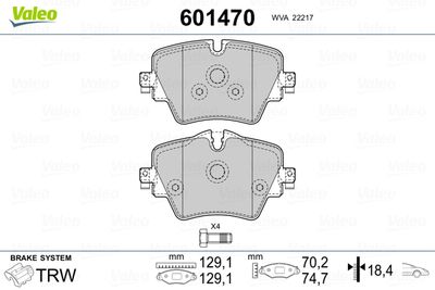 Brake Pad Set, disc brake VALEO 601470