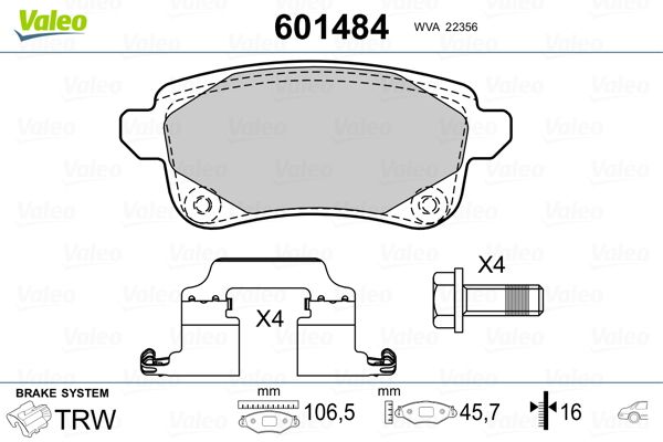 VALEO 601484 Brake Pad Set, disc brake