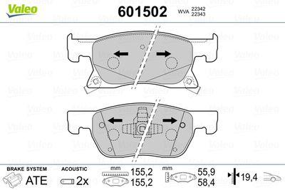 Brake Pad Set, disc brake VALEO 601502