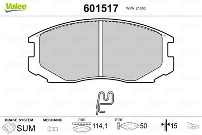 Brake Pad Set, disc brake VALEO 601517