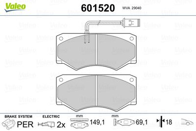 Brake Pad Set, disc brake VALEO 601520