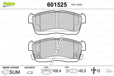 Brake Pad Set, disc brake VALEO 601525