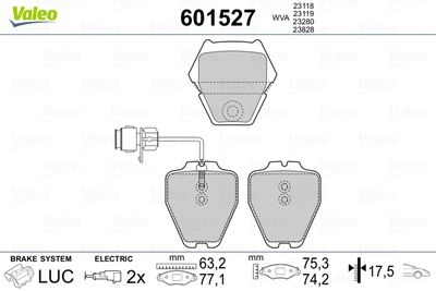 Brake Pad Set, disc brake VALEO 601527