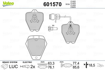 Brake Pad Set, disc brake VALEO 601570