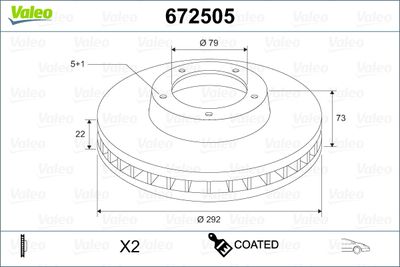 Brake Disc VALEO 672505