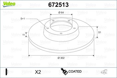 Brake Disc VALEO 672513