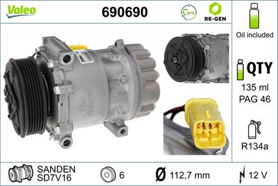 Compressor, air conditioning VALEO 690690