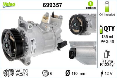 Compressor, air conditioning VALEO 699357