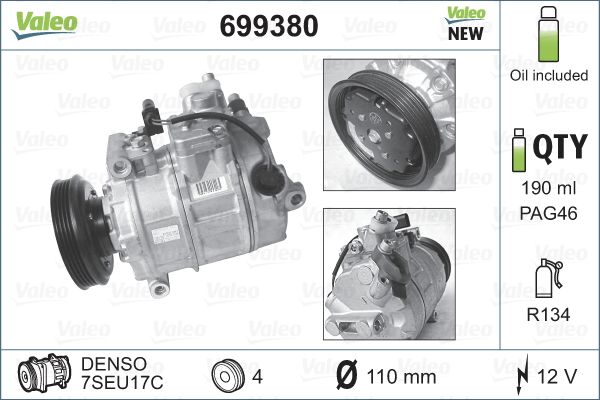 VALEO 699380 Compressor, air conditioning