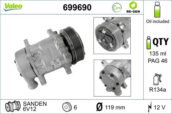 VALEO 699690 Compressor, air conditioning