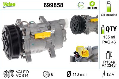 Compressor, air conditioning VALEO 699858