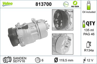 Compressor, air conditioning VALEO 813700