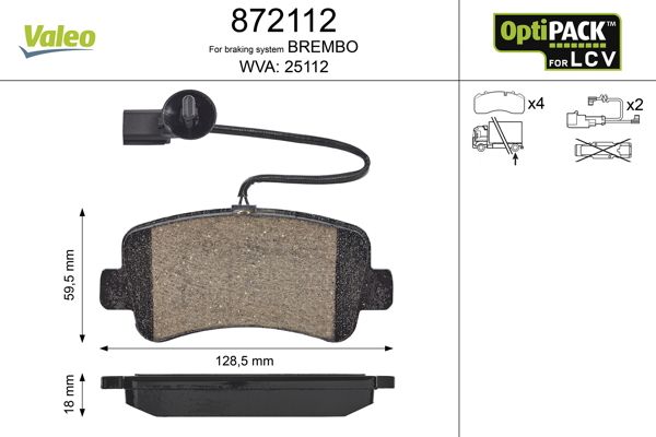 VALEO 872112 Brake Pad Set, disc brake