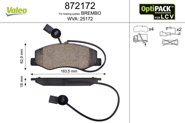 VALEO 872172 Brake Pad Set, disc brake