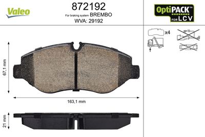 Brake Pad Set, disc brake VALEO 872192