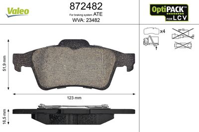 Brake Pad Set, disc brake VALEO 872482