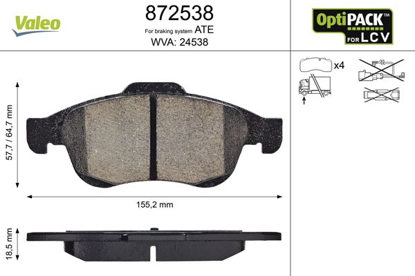 VALEO 872538 Brake Pad Set, disc brake