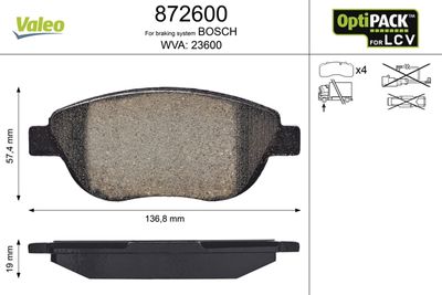 Brake Pad Set, disc brake VALEO 872600