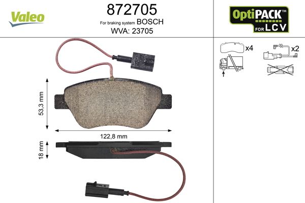 VALEO 872705 Brake Pad Set, disc brake