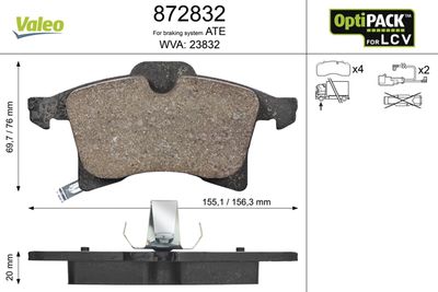 Brake Pad Set, disc brake VALEO 872832