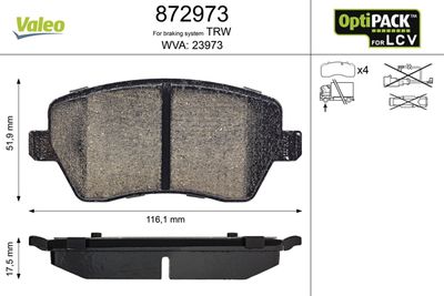 Brake Pad Set, disc brake VALEO 872973