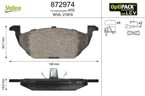 VALEO 872974 Brake Pad Set, disc brake