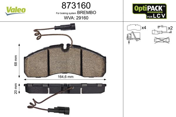 VALEO 873160 Brake Pad Set, disc brake