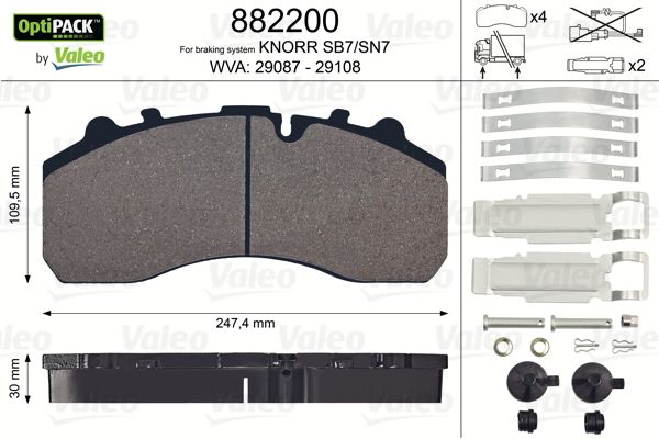 VALEO 882200 Brake Pad Set, disc brake