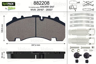 Brake Pad Set, disc brake VALEO 882208