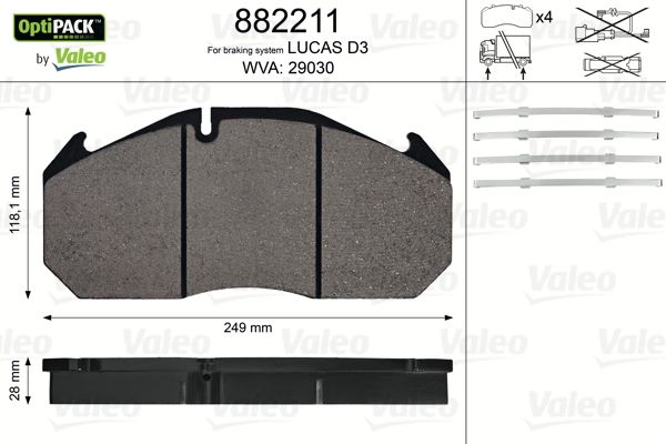 VALEO 882211 Brake Pad Set, disc brake