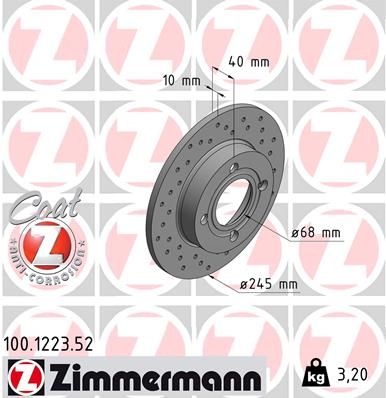 Brake Disc ZIMMERMANN 100.1223.52
